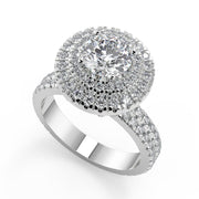 Kaylen Double Halo Pave Gala Round Cut Diamond Engagement Ring - Nivetta